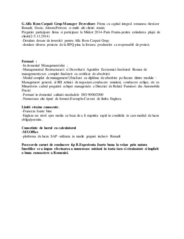curriculum vitae uzina dacia curriculum vitae uzina dacia